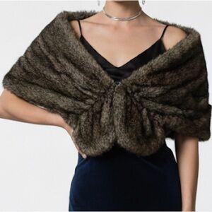 Simonetta Faux Fur Shrug/Wrap/Stole | Gray/Brown Tones